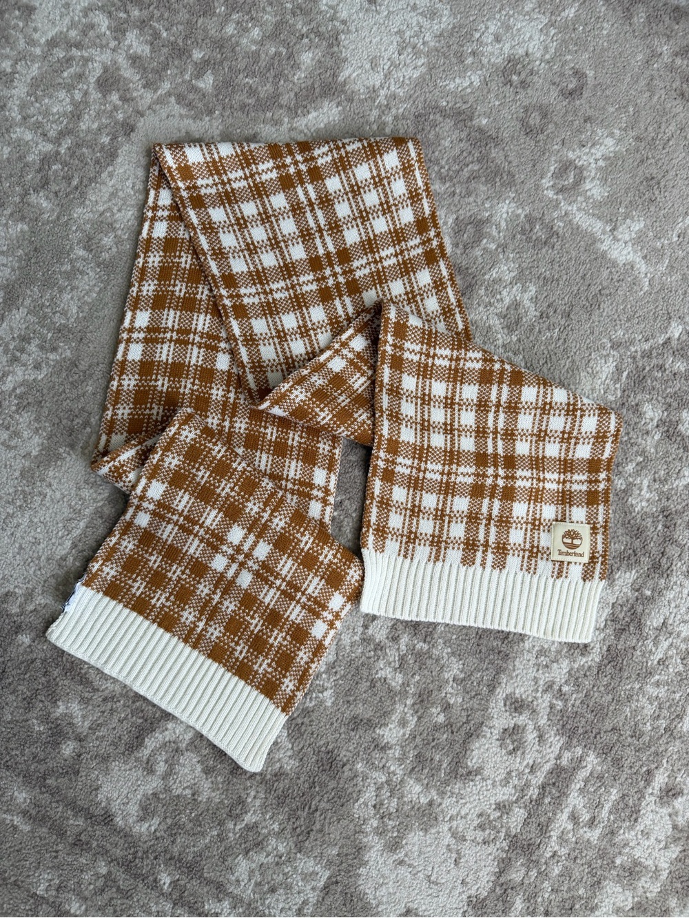 Timberland Plaid Knit Winter Scarf Unisex OS